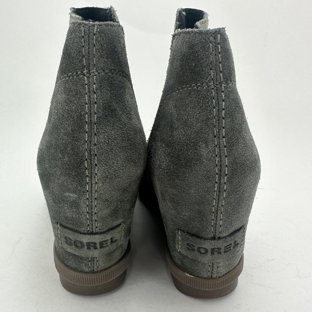 Sorel Joan of Arctic II Wedge Boots Suede Sage Green Sz 7.5 Waterproof Zip Fall - Picture 4 of 9